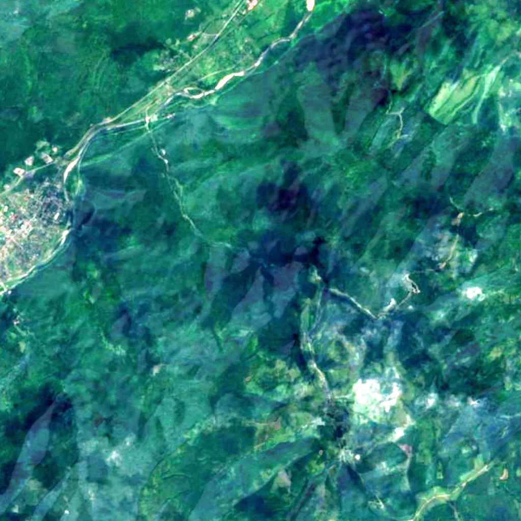 Kamianka waterfall seen from above (Sentinel-2)