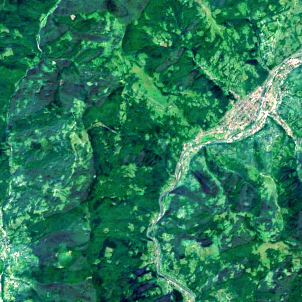 Kamianyi Waterfall seen from above (Sentinel-2)