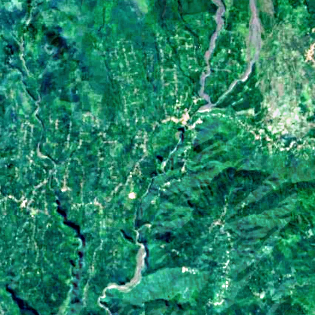 Kapas Biru Waterfall seen from above (Sentinel-2)