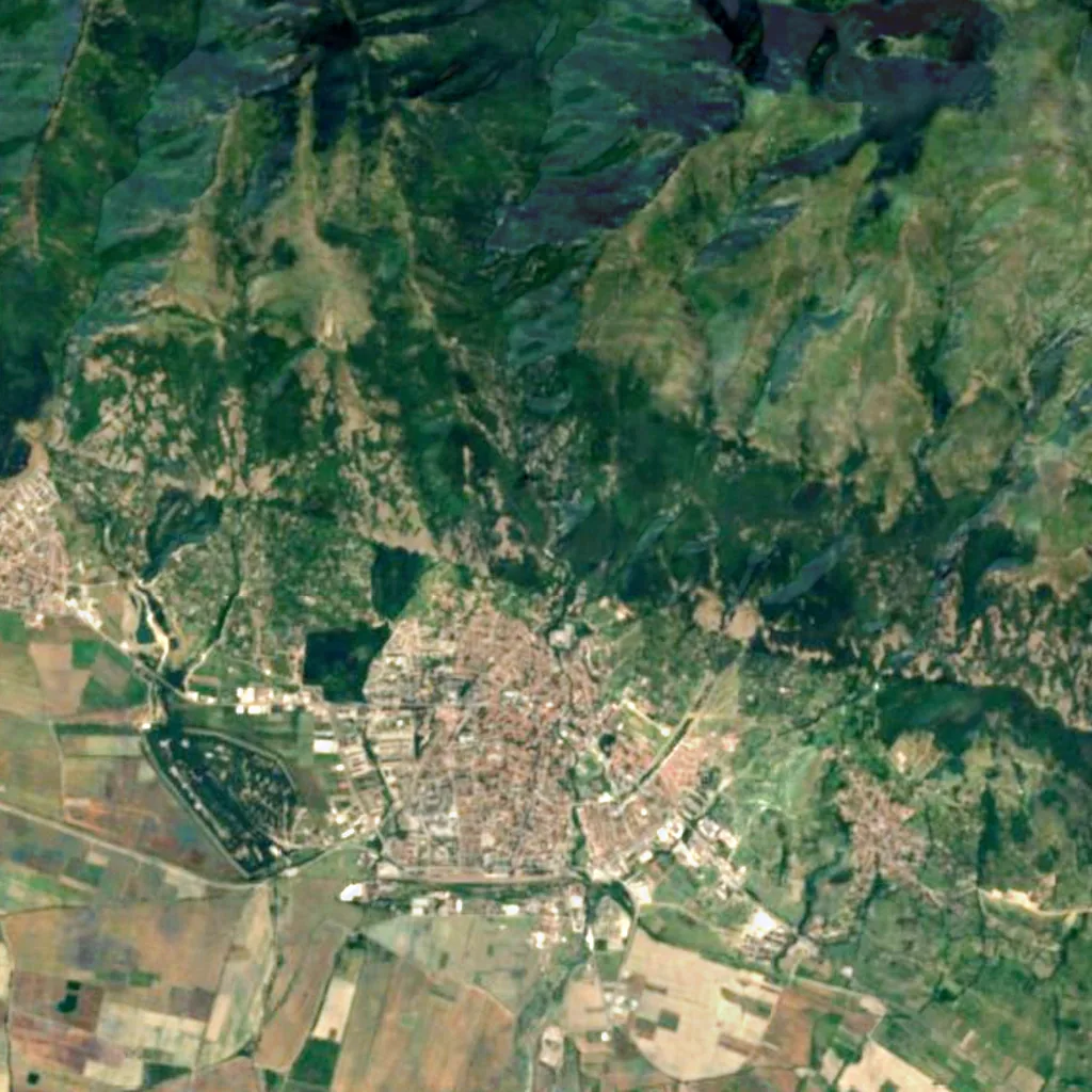 Karlovo waterfall seen from above (Sentinel-2)