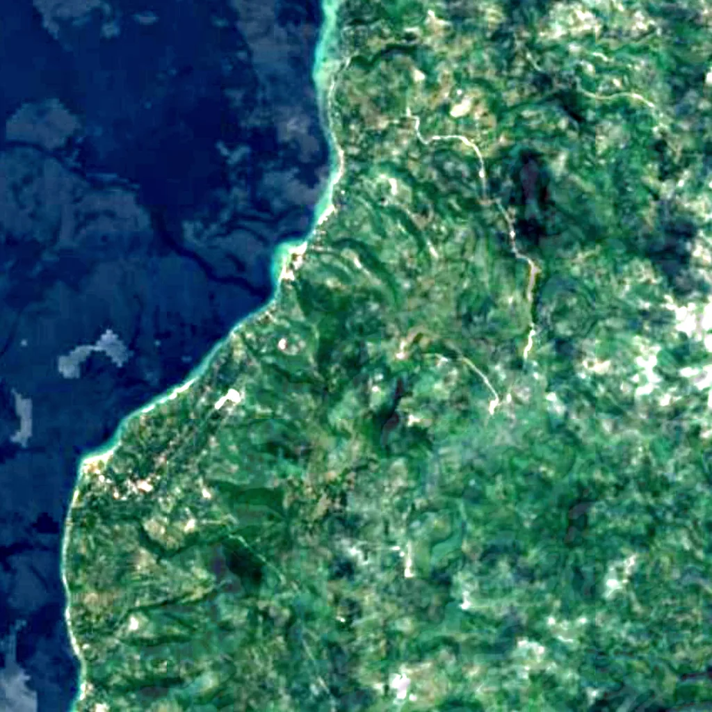 Kawasan Falls seen from above (Sentinel-2)