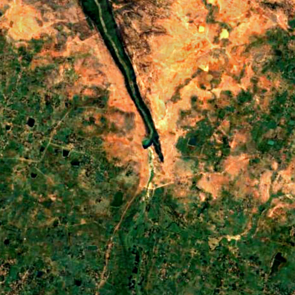 Keoti Falls seen from above (Sentinel-2)