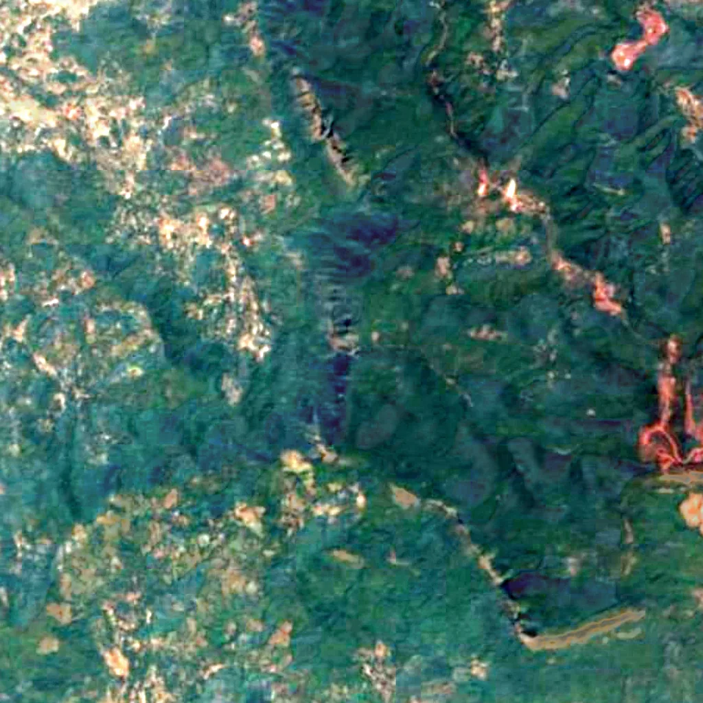 Khandadhar Falls, Sundagarh seen from above (Sentinel-2)