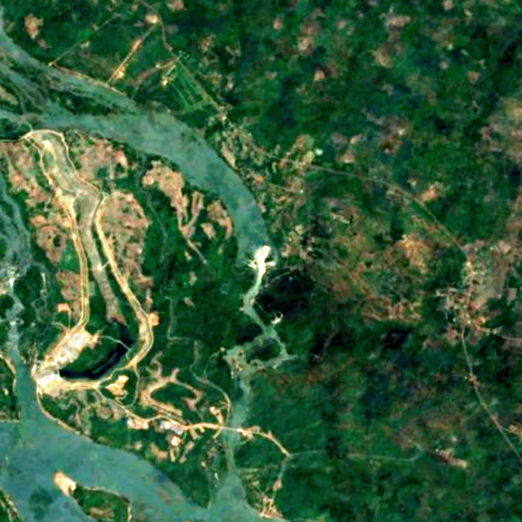 Khone Phapheng Falls seen from above (Sentinel-2)