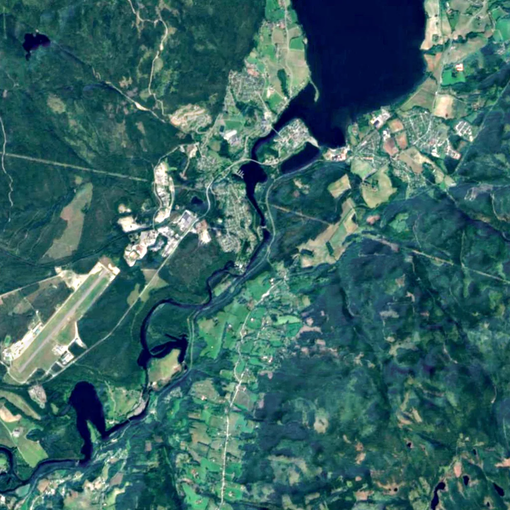 Kistefoss seen from above (Sentinel-2)