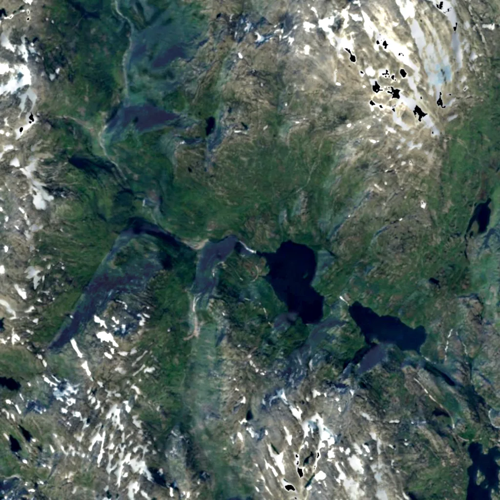 Kjosfossen seen from above (Sentinel-2)