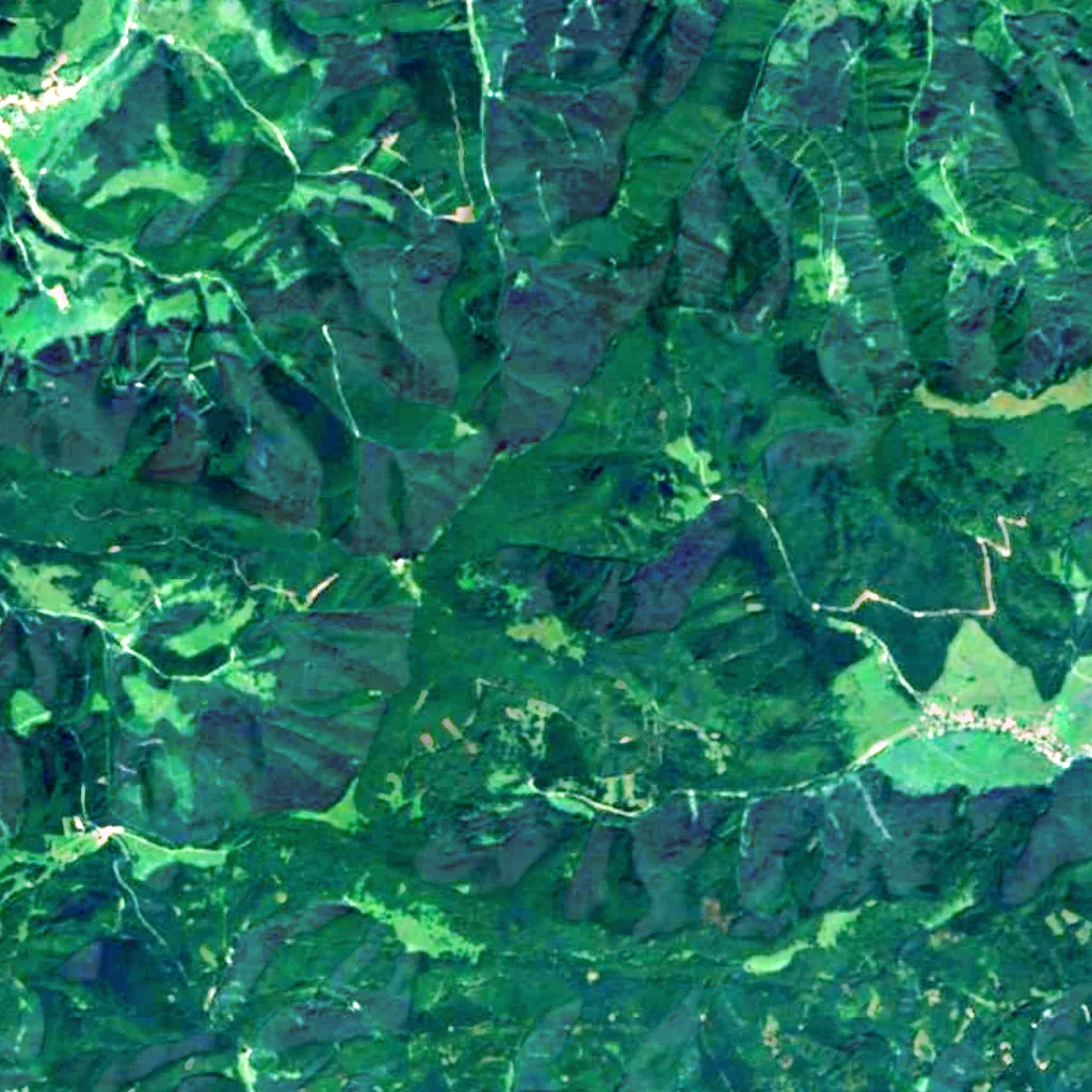 Kľacký vodopád seen from above (Sentinel-2)