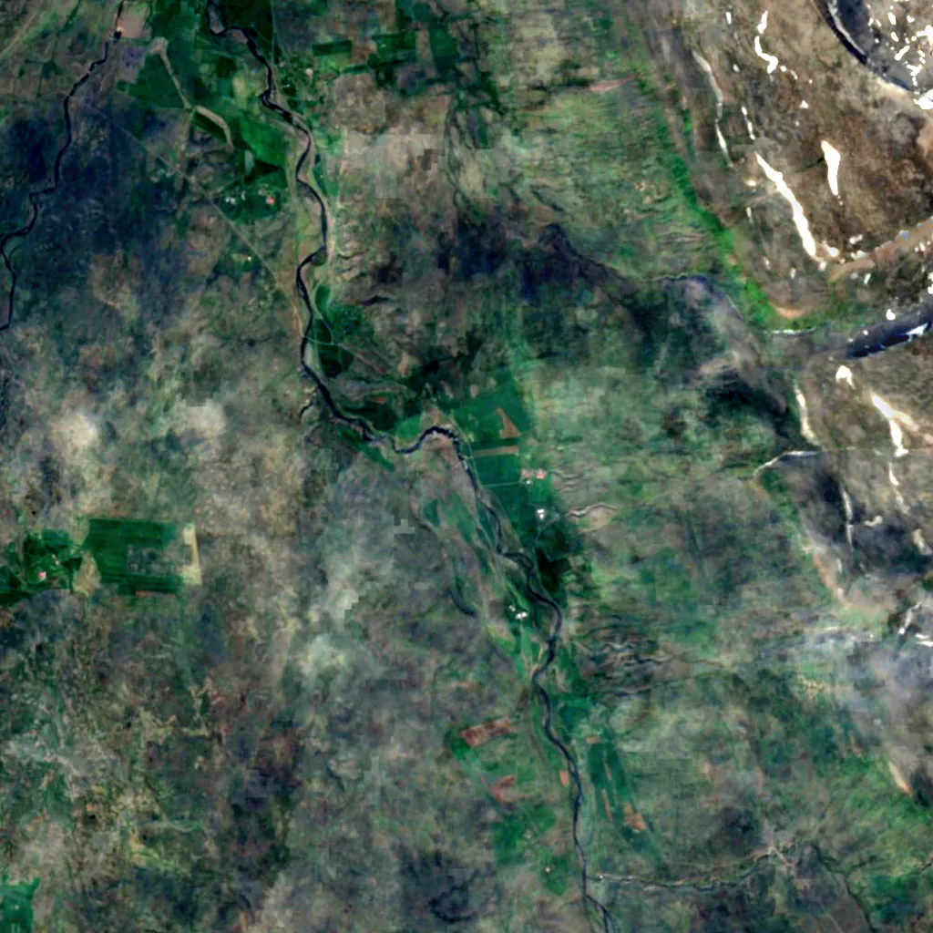 Kolufossar seen from above (Sentinel-2)