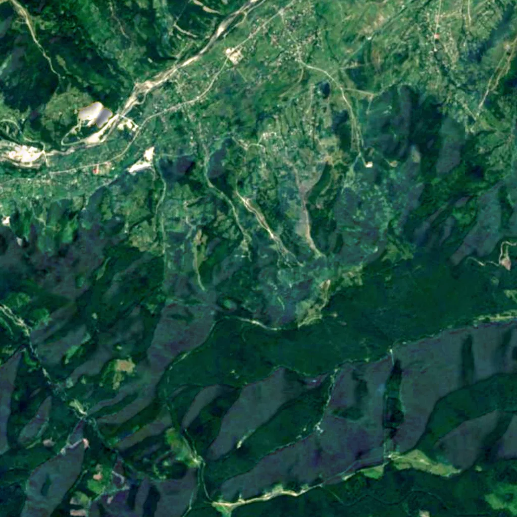 Kremenosa Waterfall seen from above (Sentinel-2)
