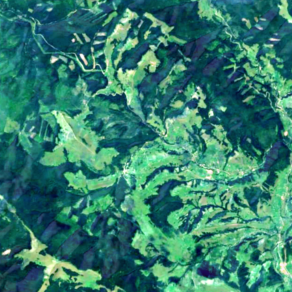 Kryvopillia Waterfall seen from above (Sentinel-2)
