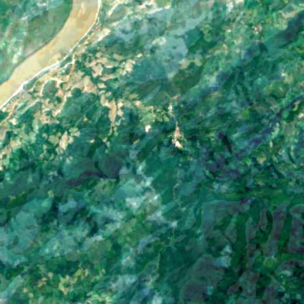 Kuang Si Falls seen from above (Sentinel-2)