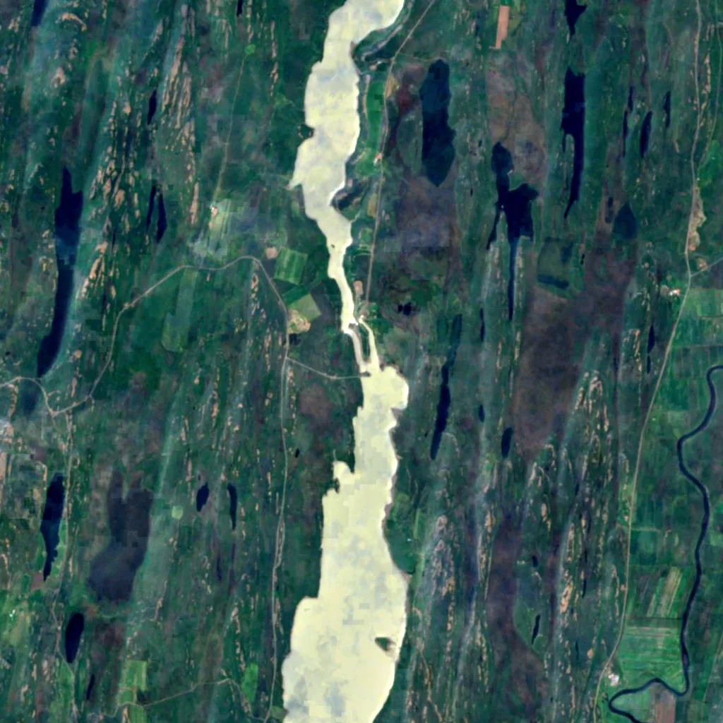 Lagarfoss seen from above (Sentinel-2)