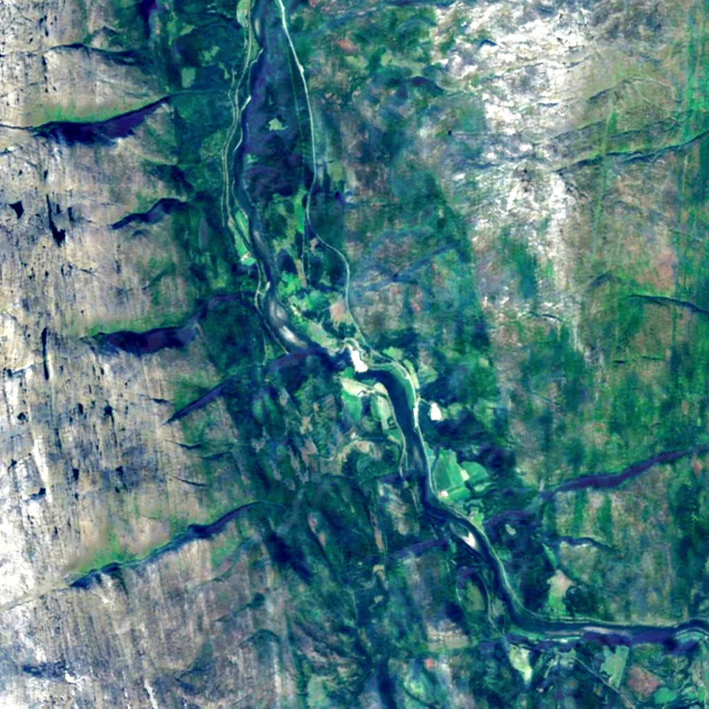 Laksforsen seen from above (Sentinel-2)