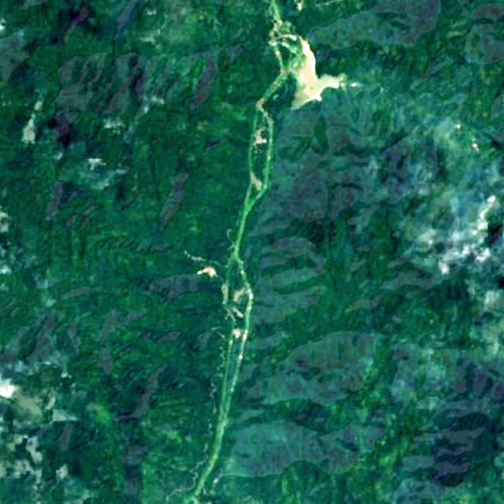 Lata Iskandar Waterfall seen from above (Sentinel-2)