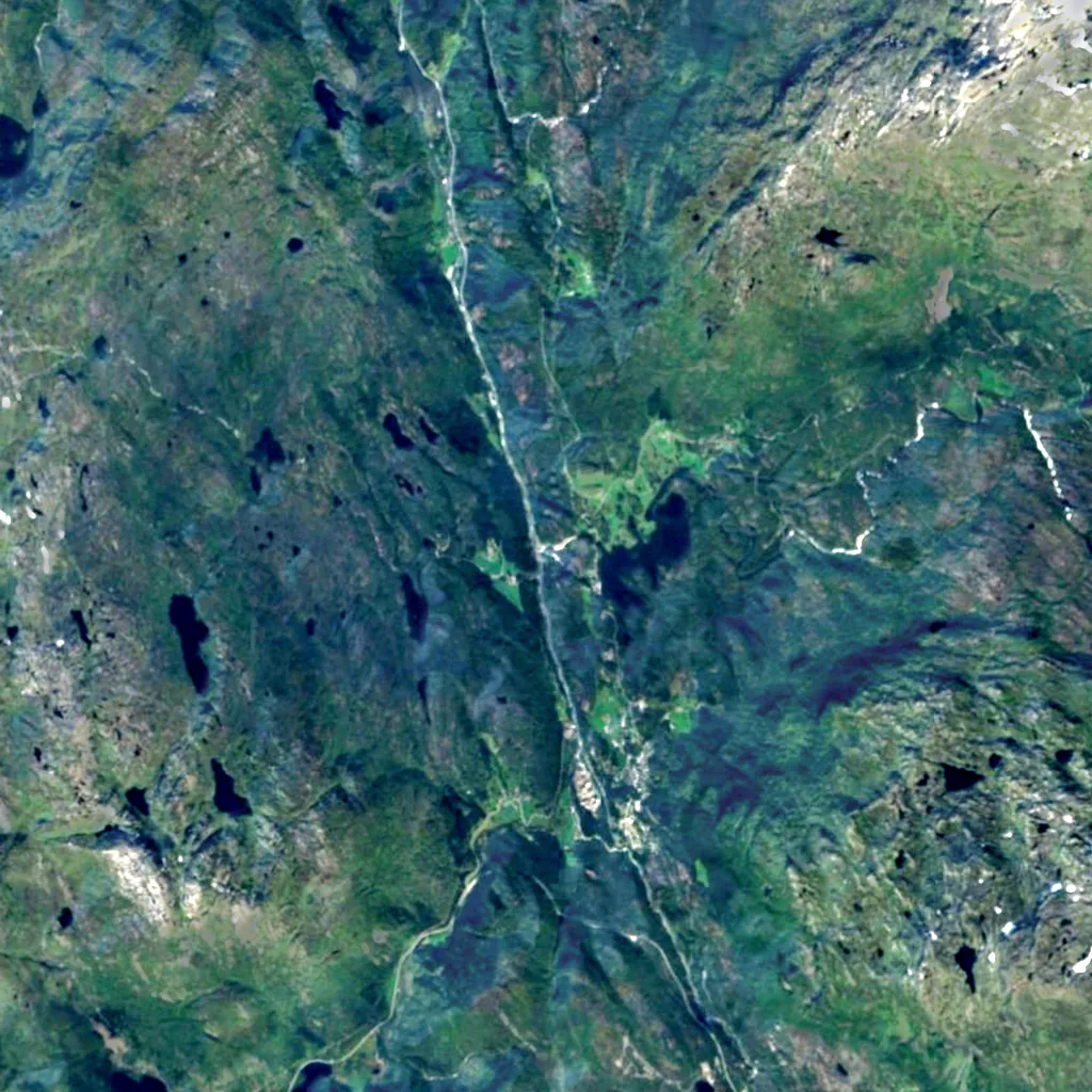 Låtefossen seen from above (Sentinel-2)