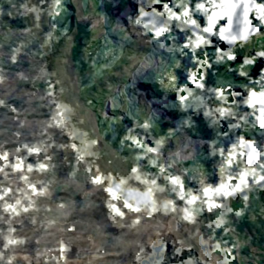 Les Trois Roches seen from above (Sentinel-2)