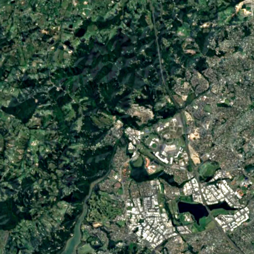 Lucas Creek Waterfall seen from above (Sentinel-2)