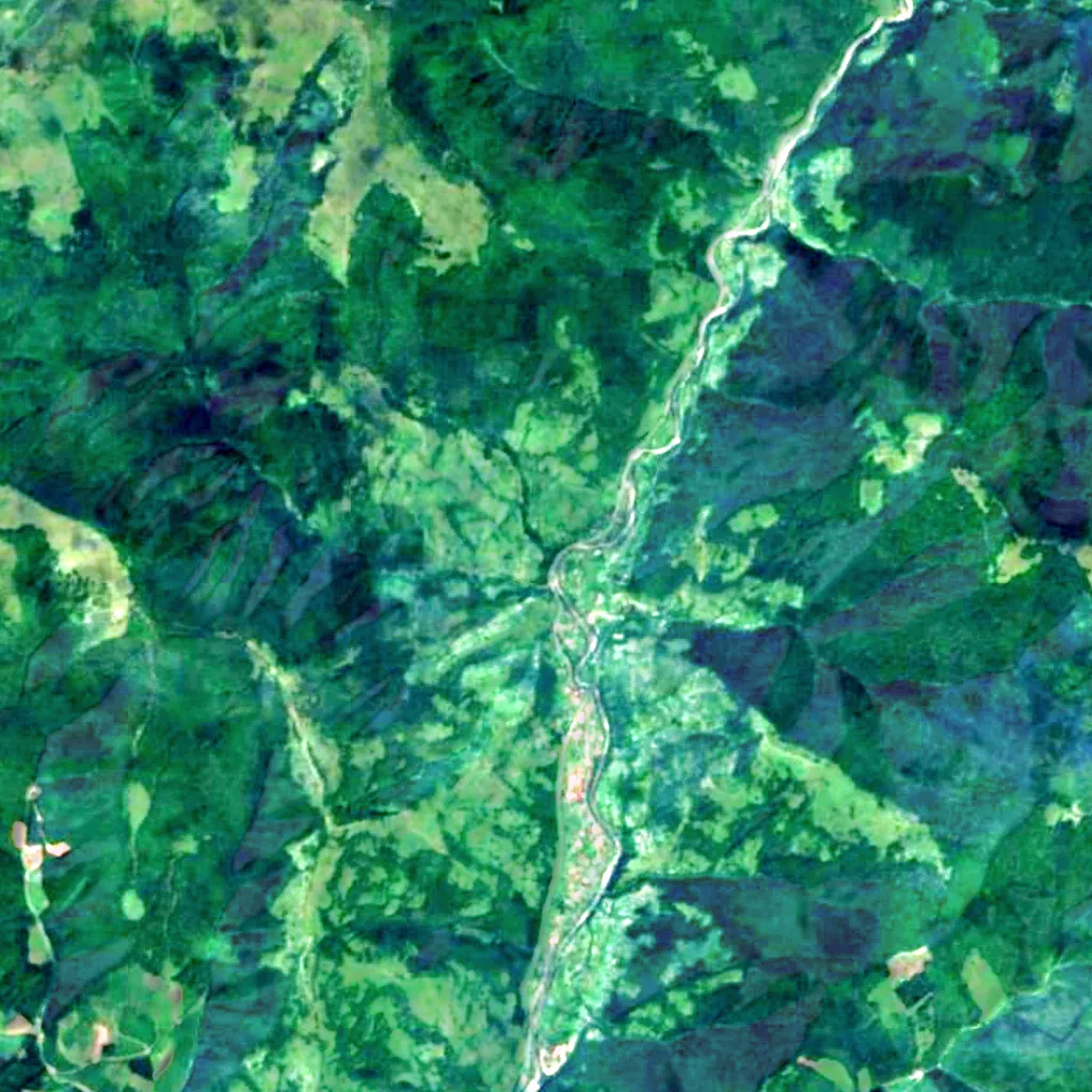 Malotrostianetskyi Waterfall seen from above (Sentinel-2)