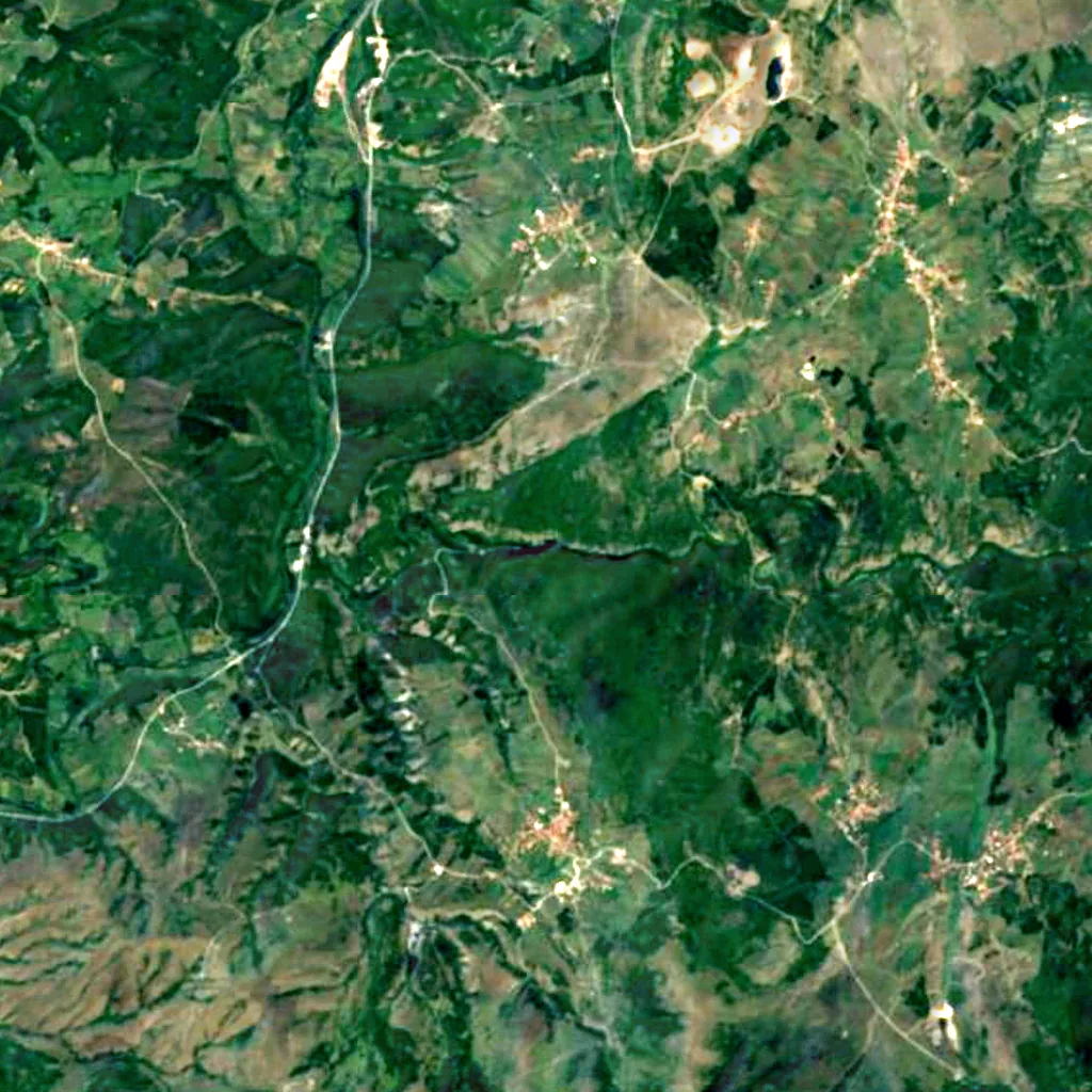 Miruša Waterfalls seen from above (Sentinel-2)