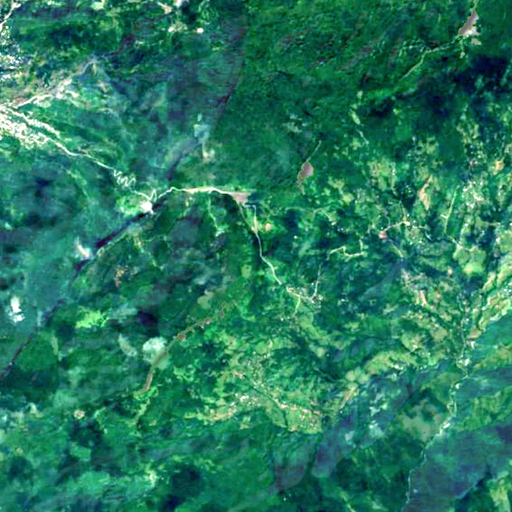 Mukhura Waterfall Natural Monument seen from above (Sentinel-2)