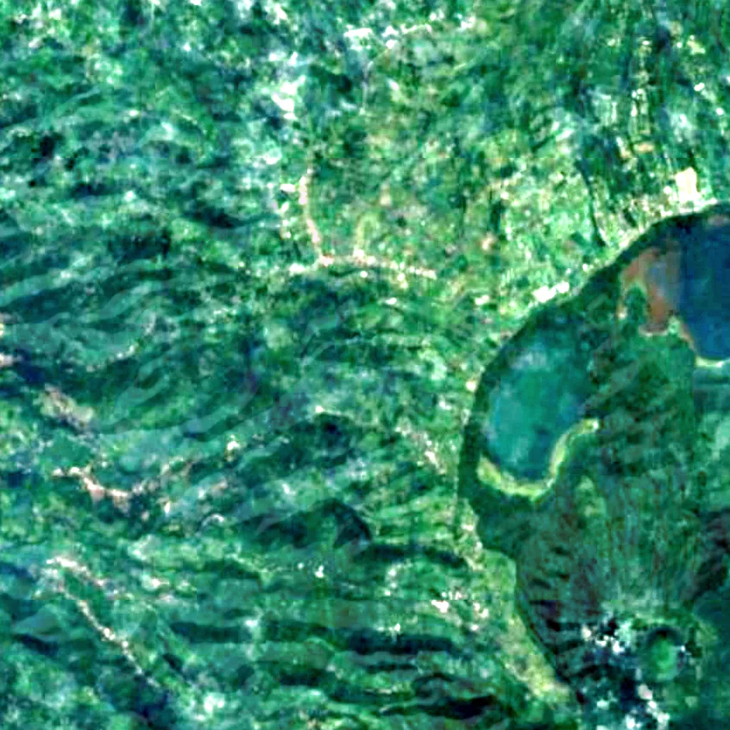 Munduk Tutub Waterfall seen from above (Sentinel-2)