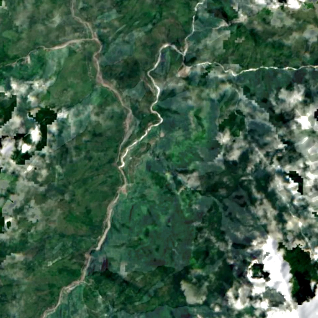 Narchyang waterfall seen from above (Sentinel-2)