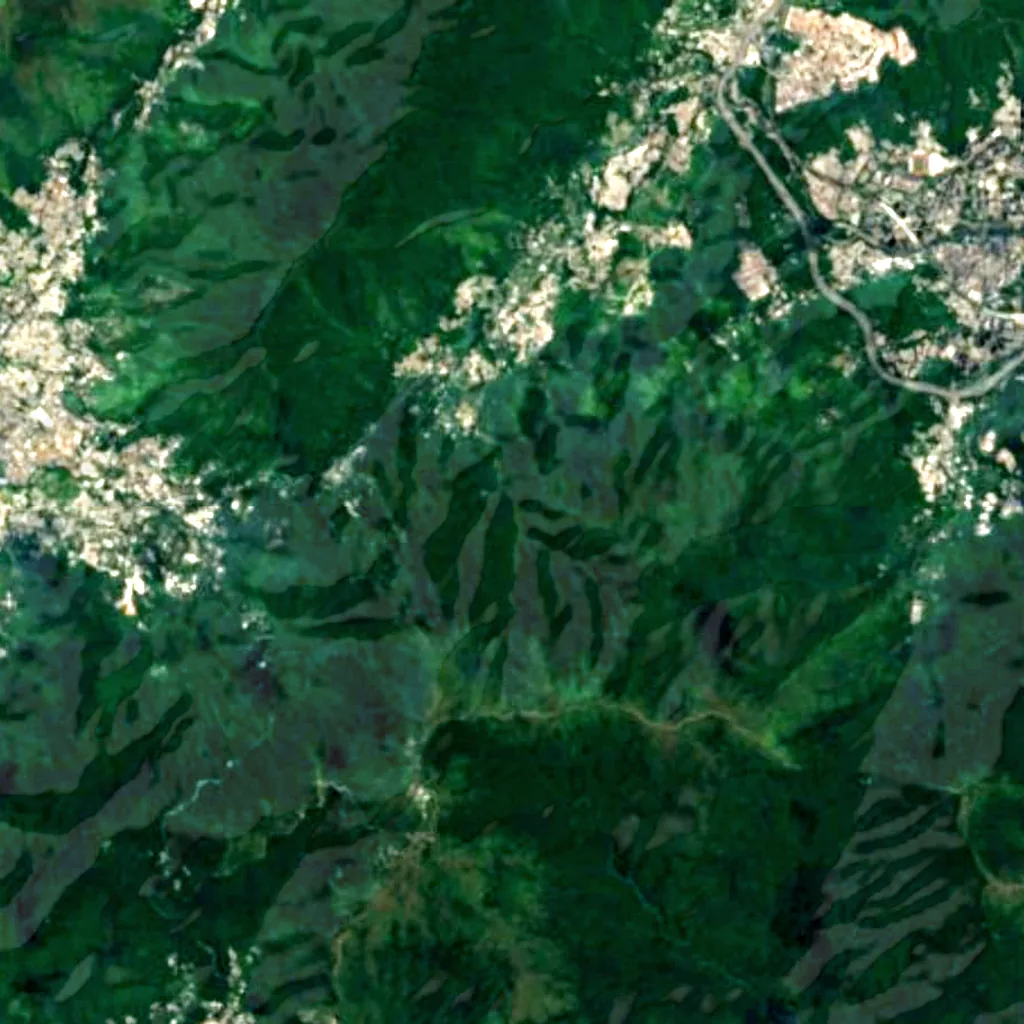 Ng Tung Chai Waterfall seen from above (Sentinel-2)