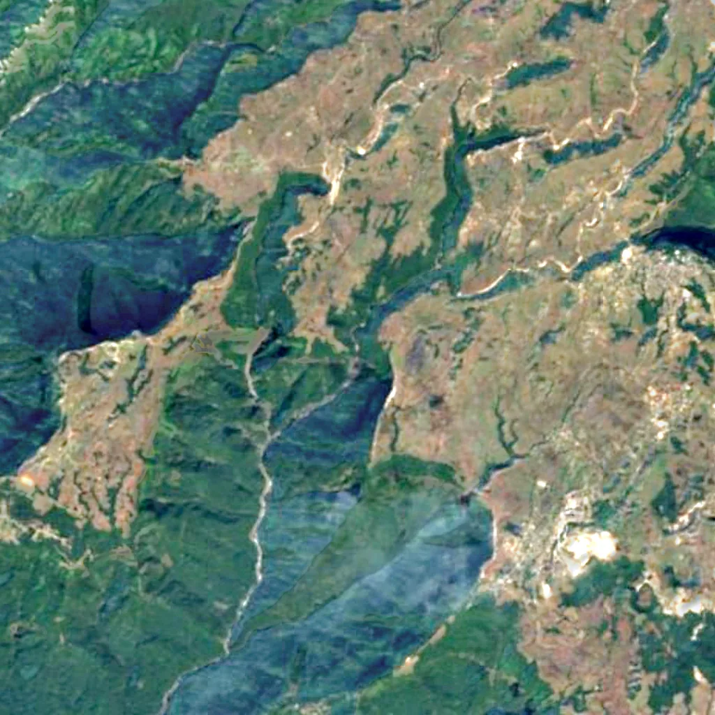 Nohkalikai Falls seen from above (Sentinel-2)