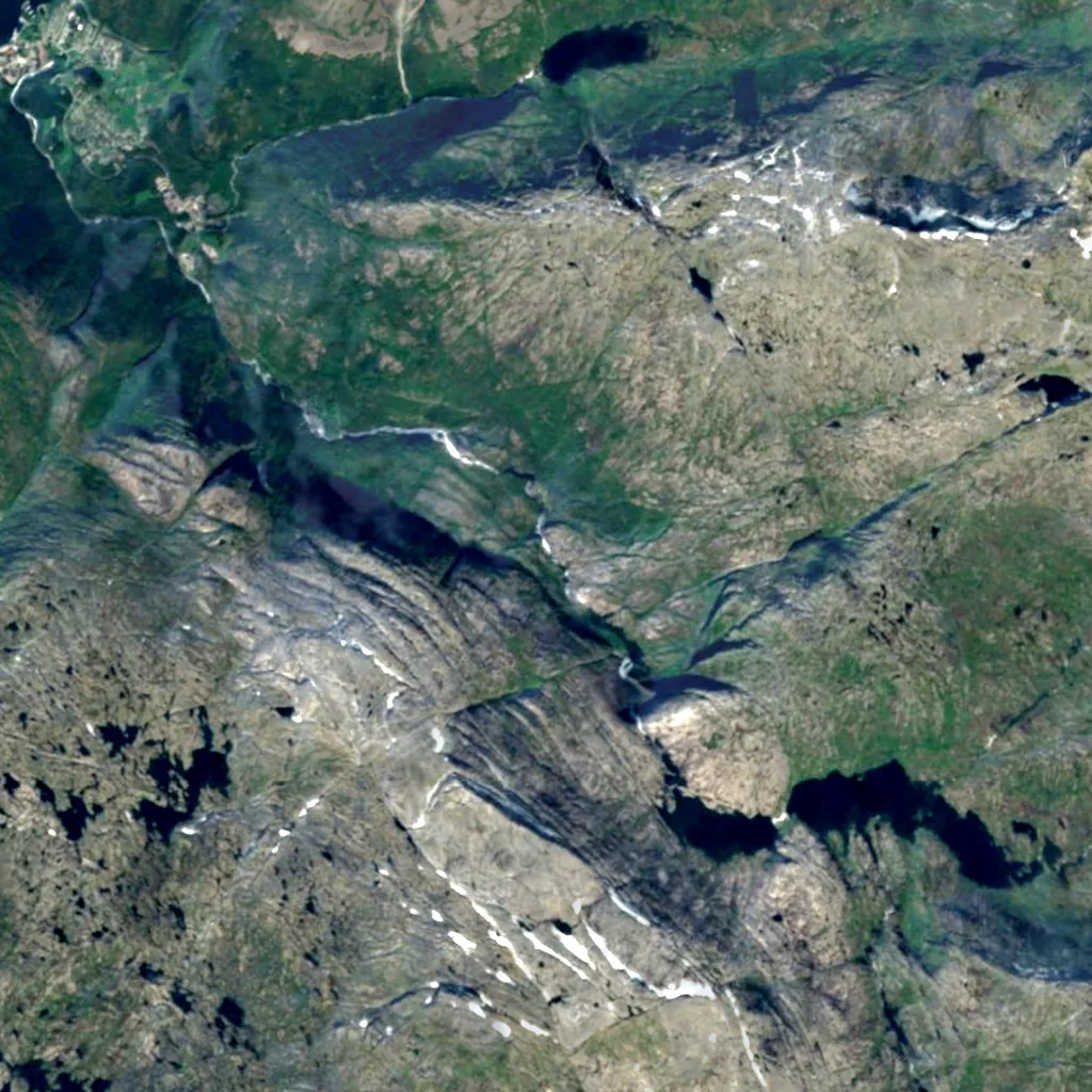 Nykkjesøyfossen seen from above (Sentinel-2)