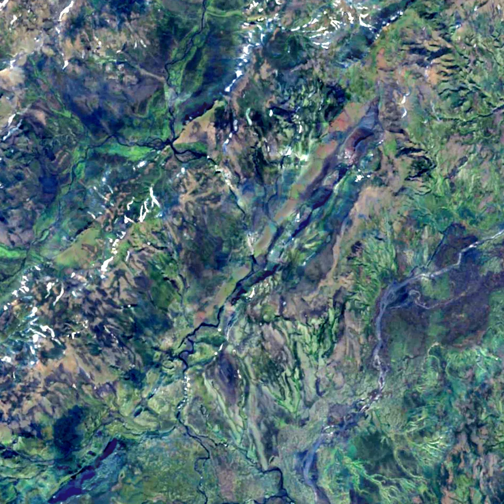 Ófærufoss seen from above (Sentinel-2)