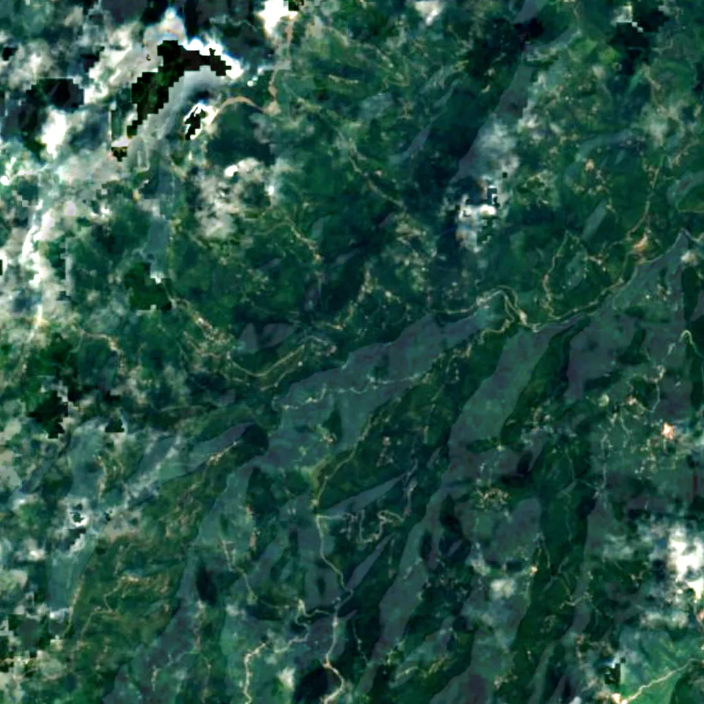 Ohtamış Waterfall seen from above (Sentinel-2)