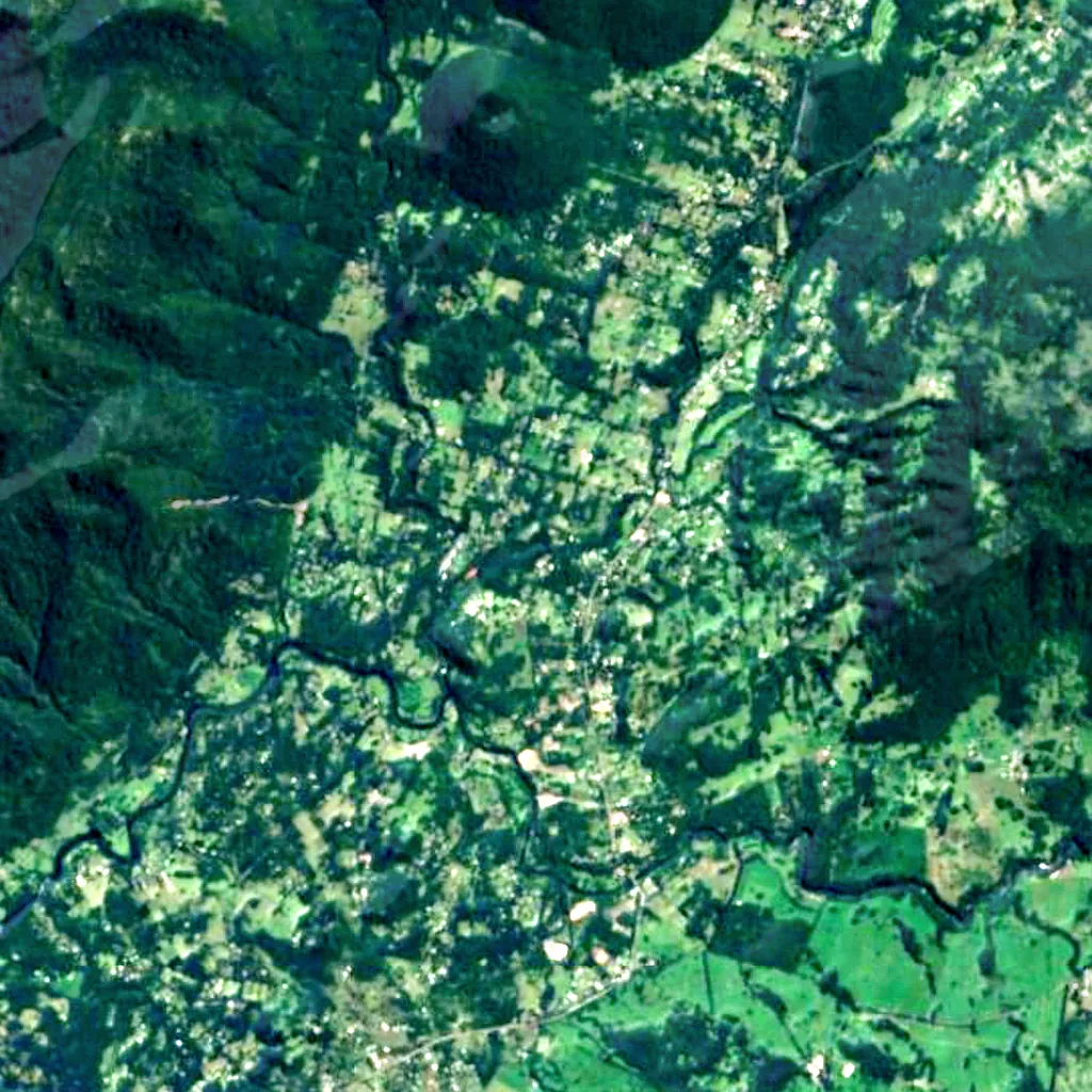Ojos del Caburgua seen from above (Sentinel-2)
