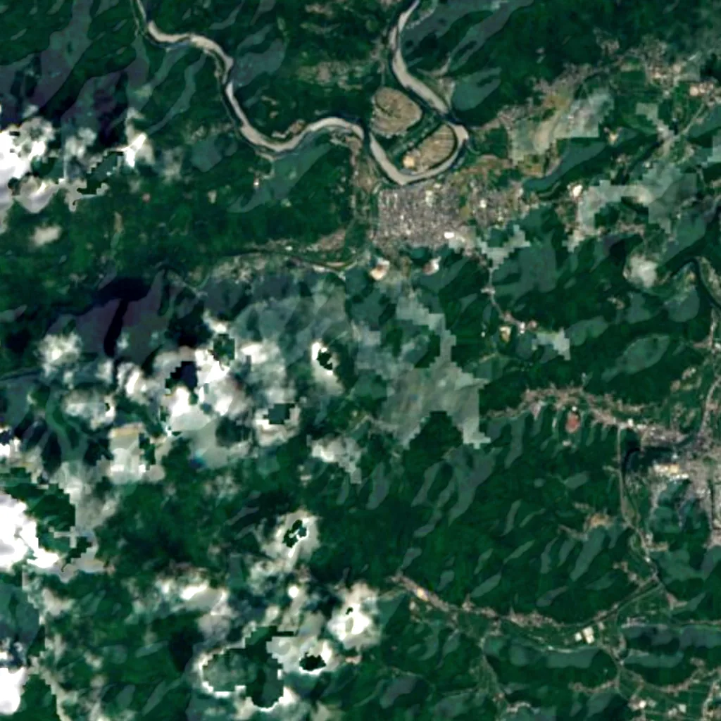Ōtaru Falls seen from above (Sentinel-2)