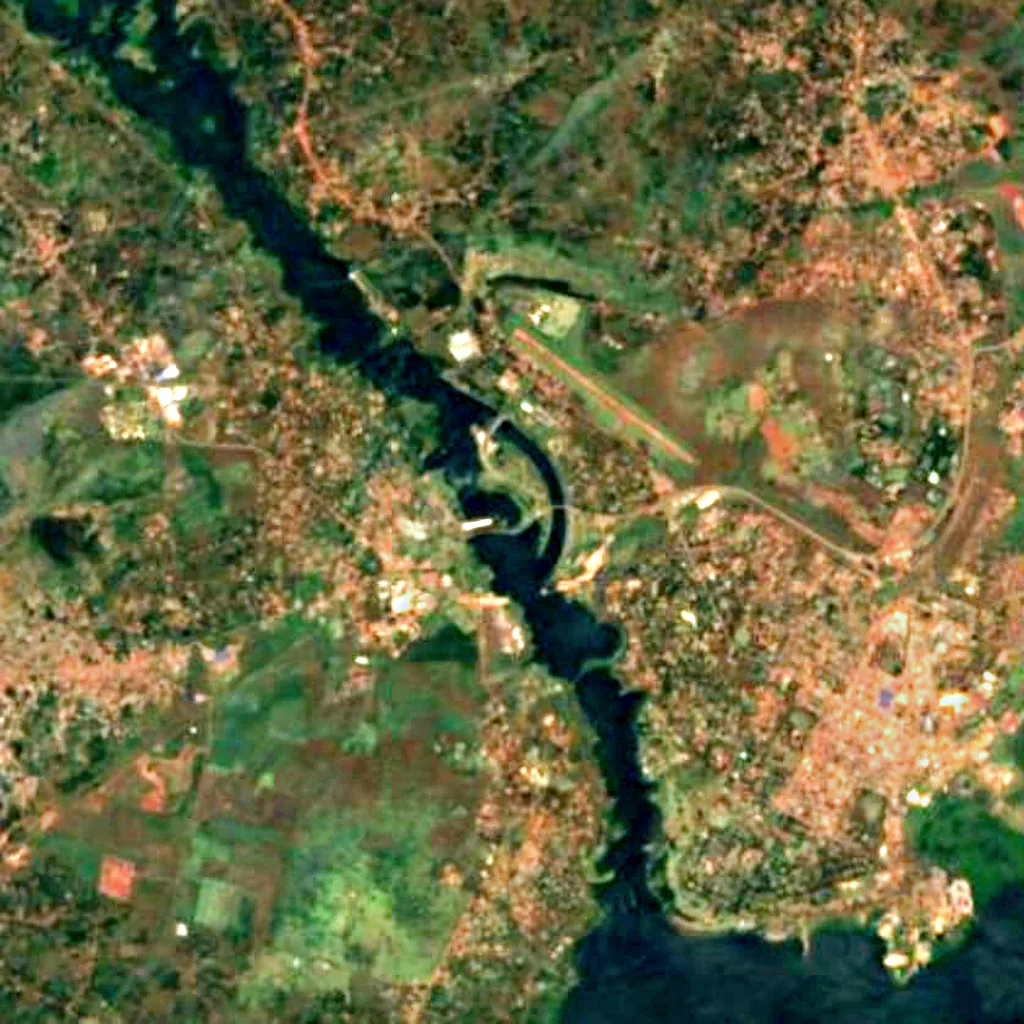 Owen Falls seen from above (Sentinel-2)