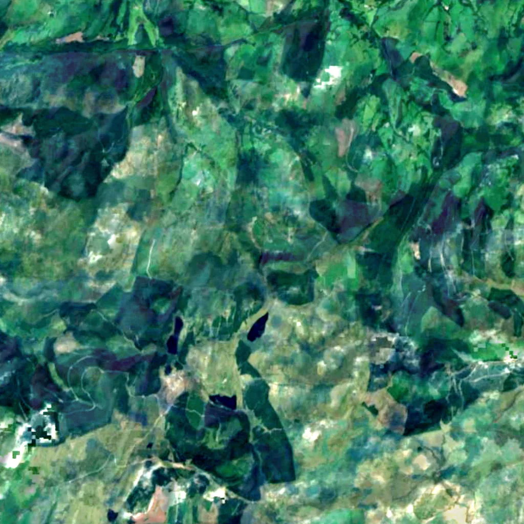 Pistyll y Llyn seen from above (Sentinel-2)