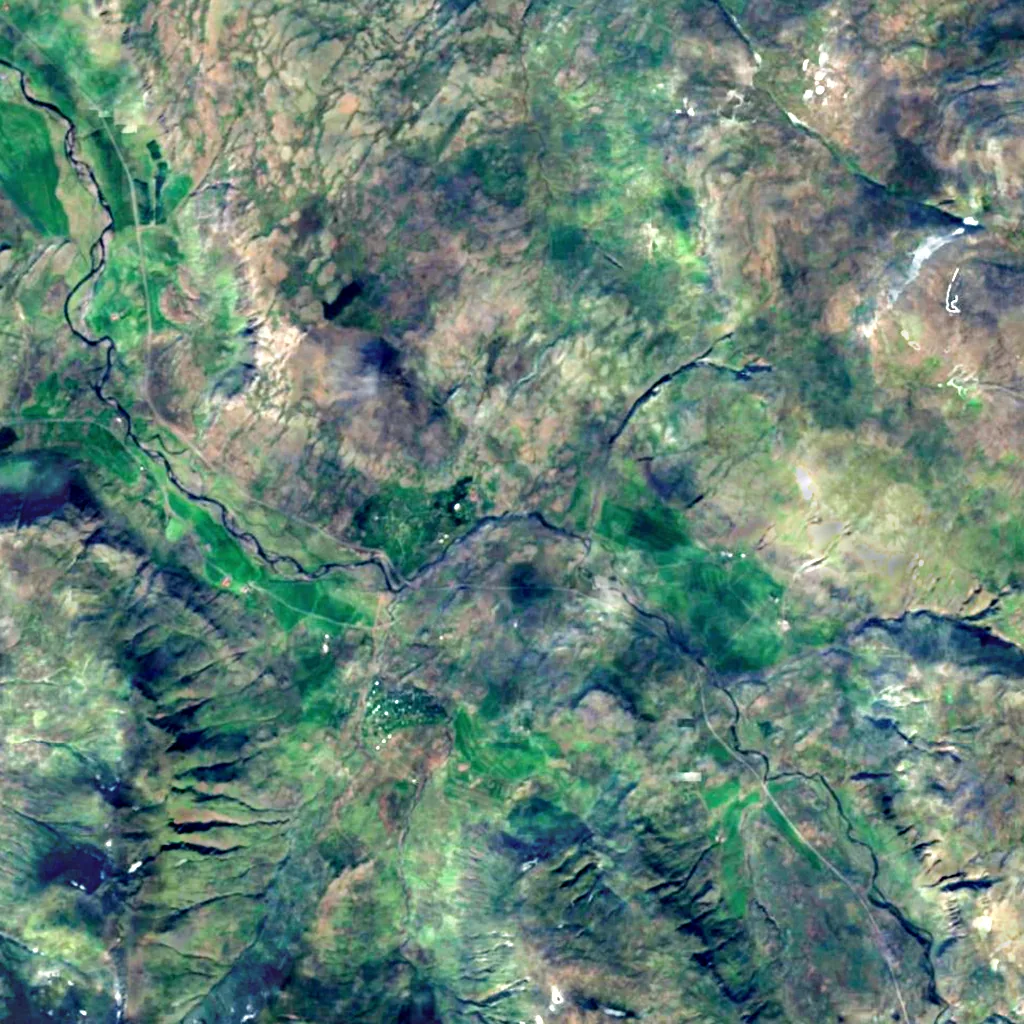 Pokafoss seen from above (Sentinel-2)