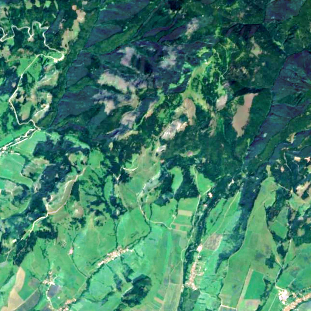Poľovnícky vodopád seen from above (Sentinel-2)