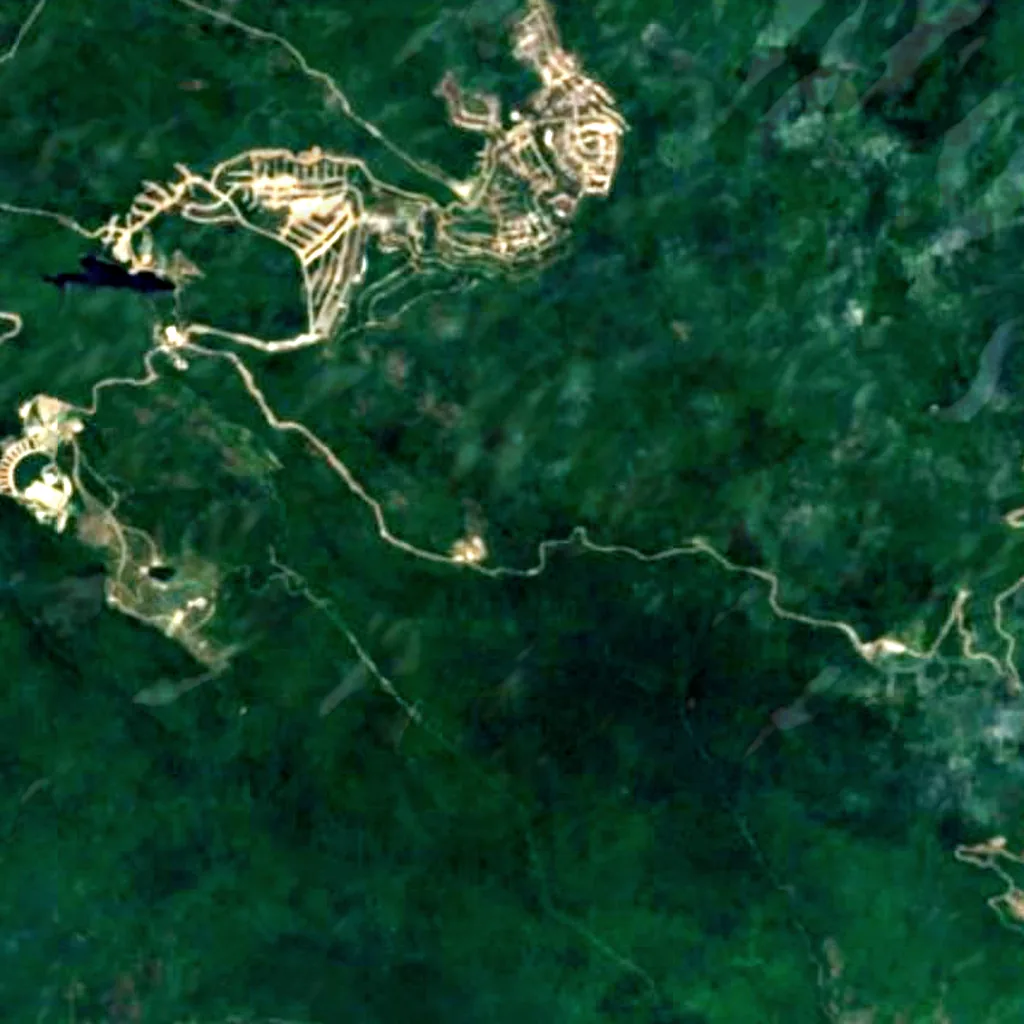 Povokvil Waterfalls seen from above (Sentinel-2)