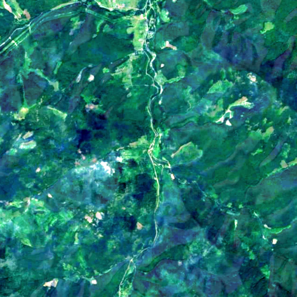 Pravych Waterfall seen from above (Sentinel-2)