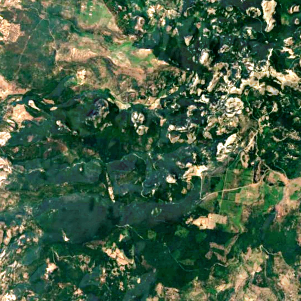 Predas Rujas Waterfalls seen from above (Sentinel-2)