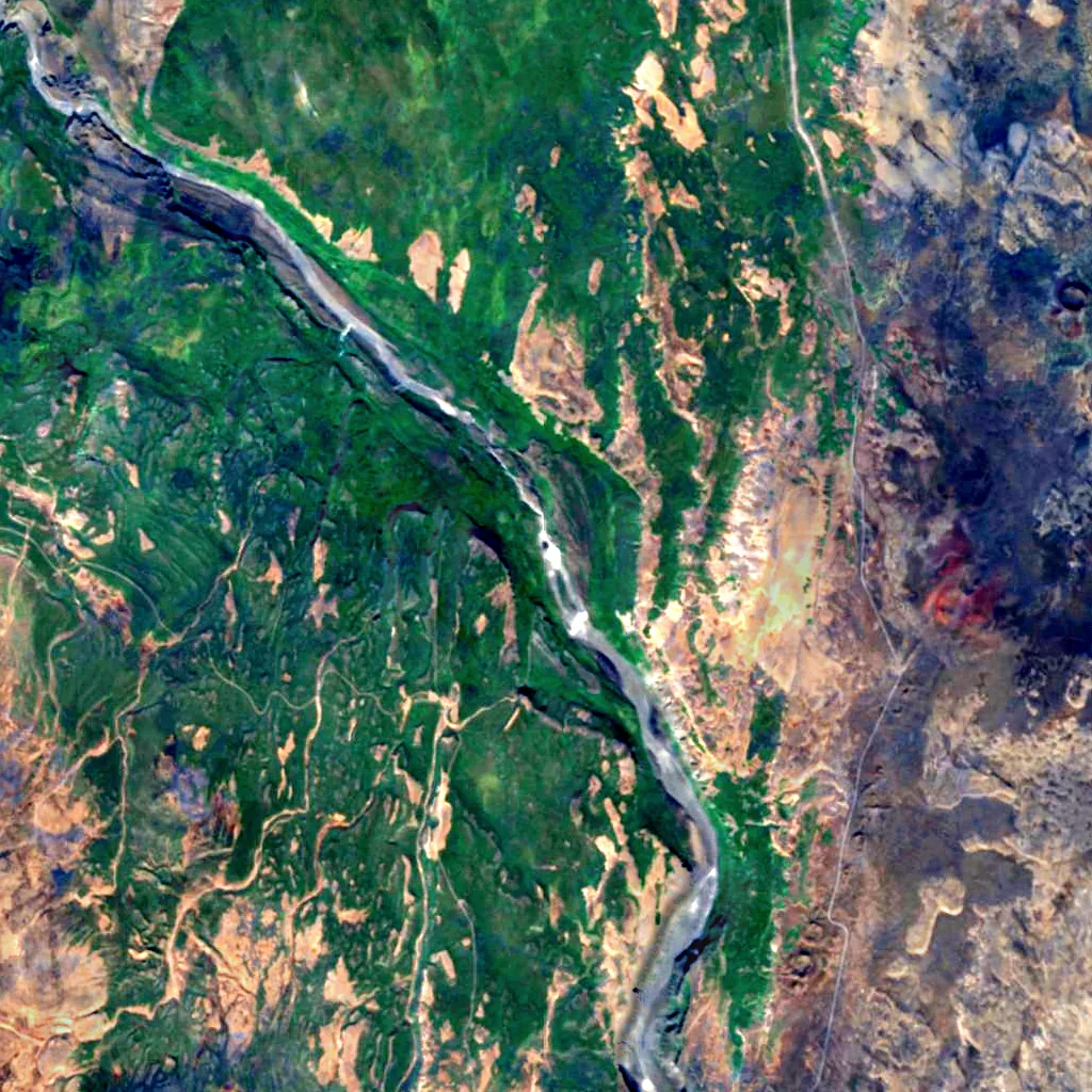 Réttarfoss seen from above (Sentinel-2)