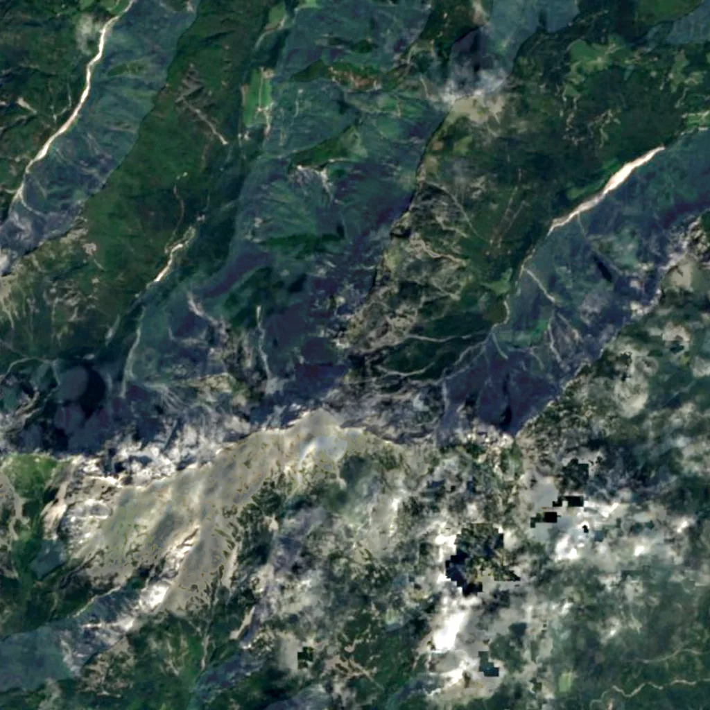 Rinka Falls seen from above (Sentinel-2)