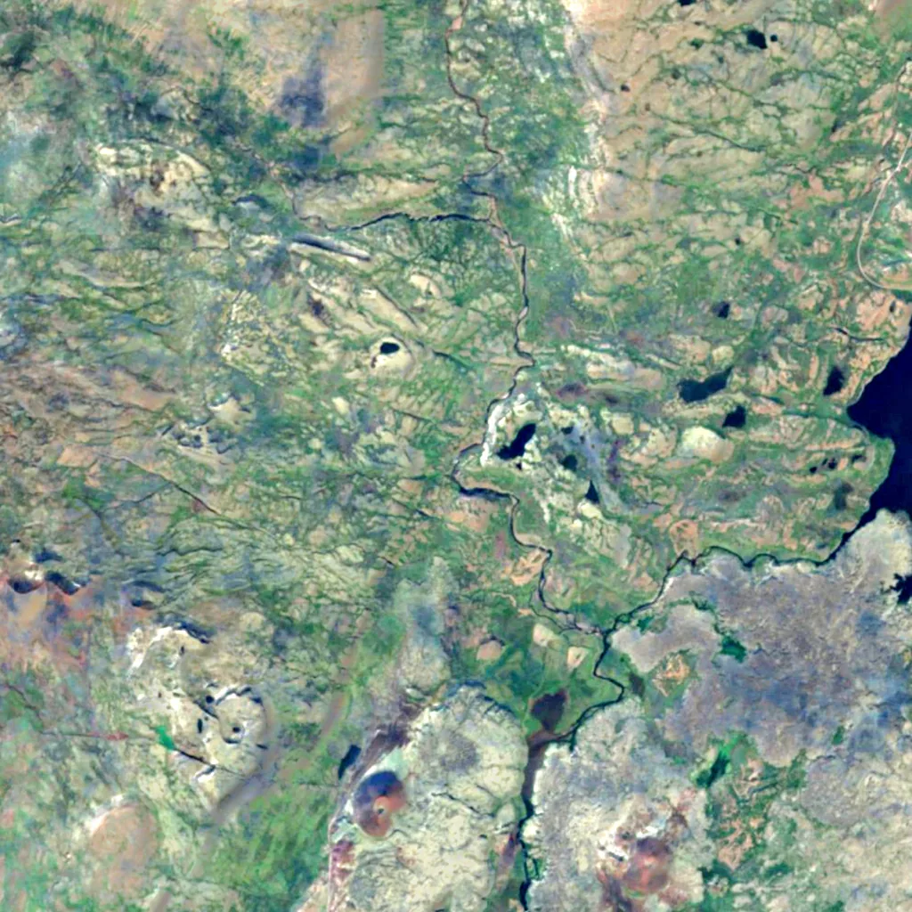Rjúkandafoss seen from above (Sentinel-2)