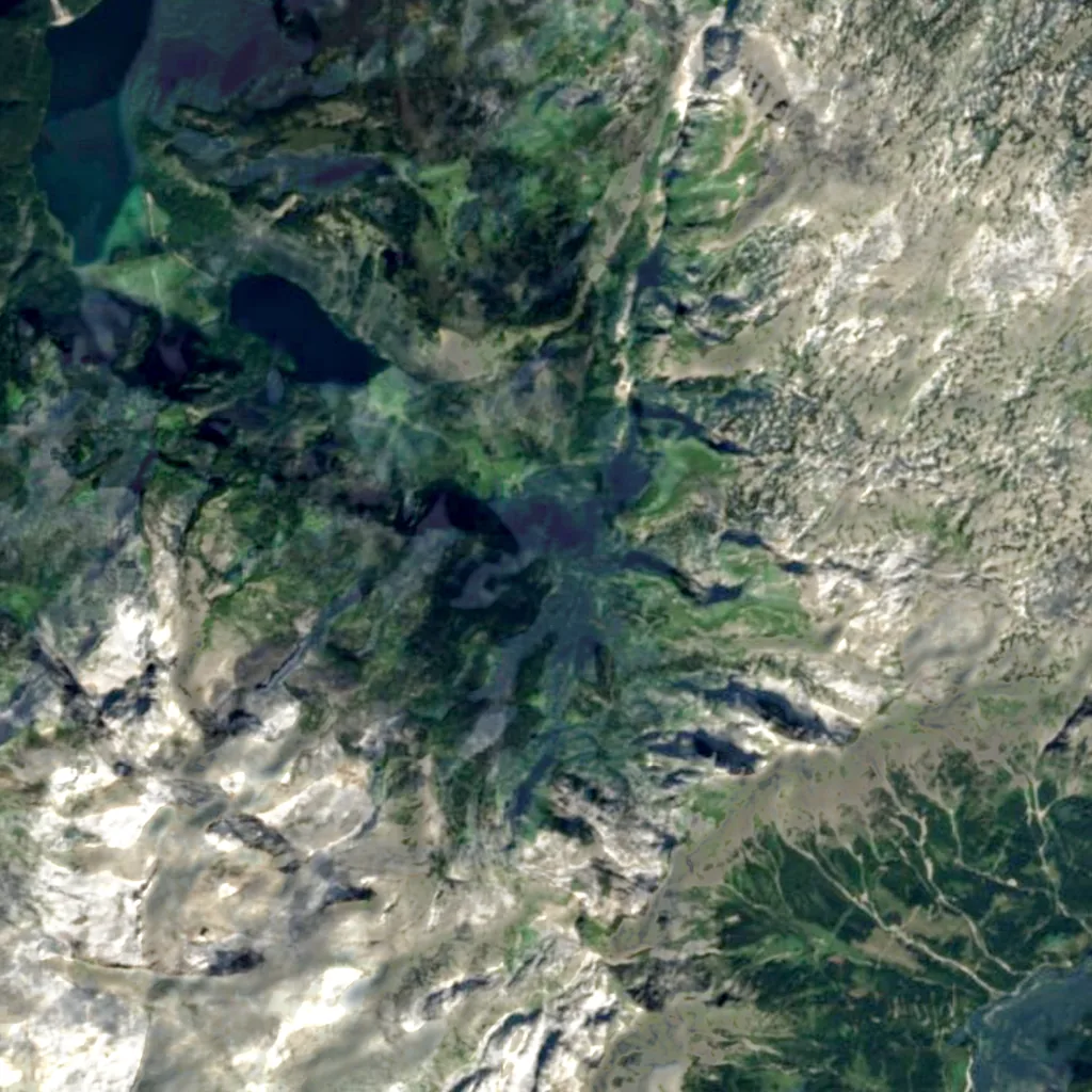 Röthbach Waterfall seen from above (Sentinel-2)