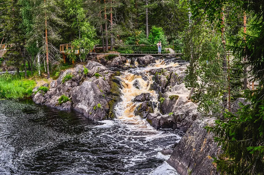 0490Ac2. Ruskeala waterfalls in Karelia