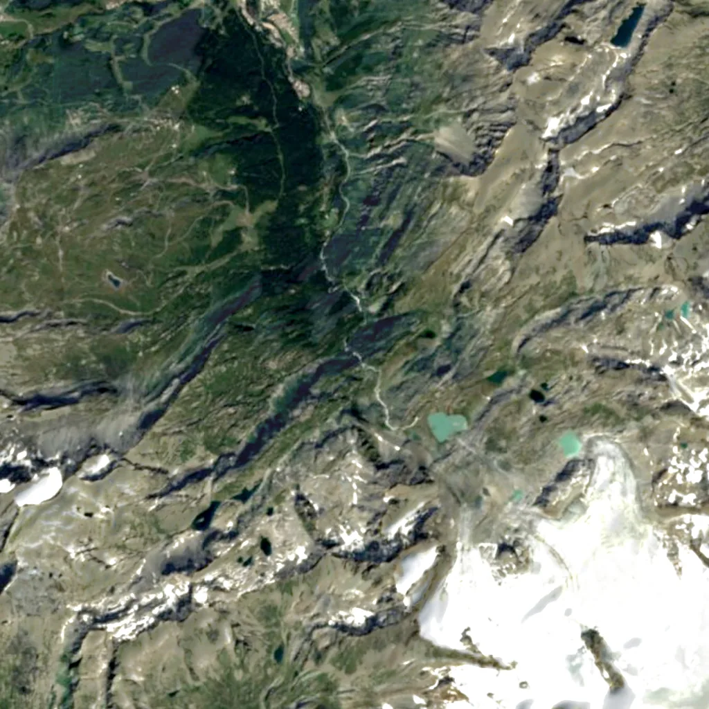 Rutor Falls seen from above (Sentinel-2)