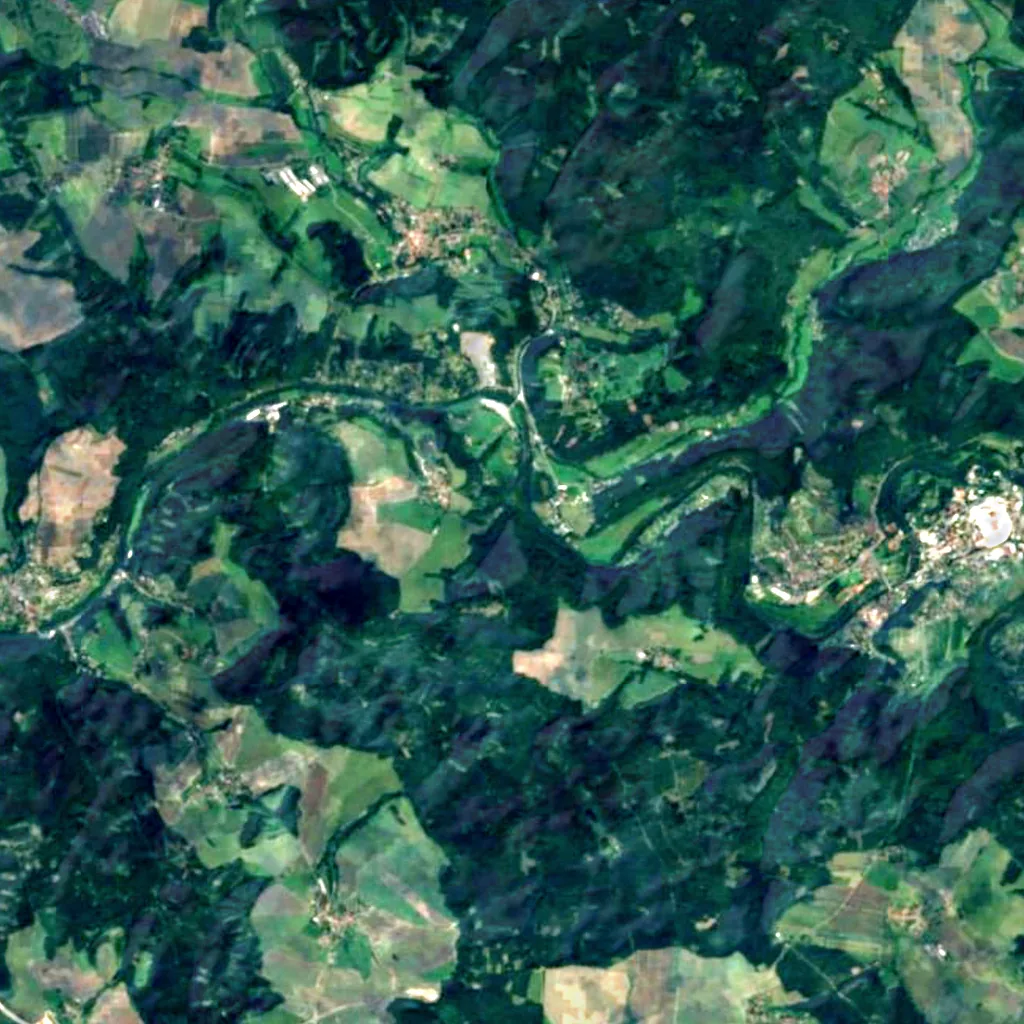 Samechovský vodopád seen from above (Sentinel-2)