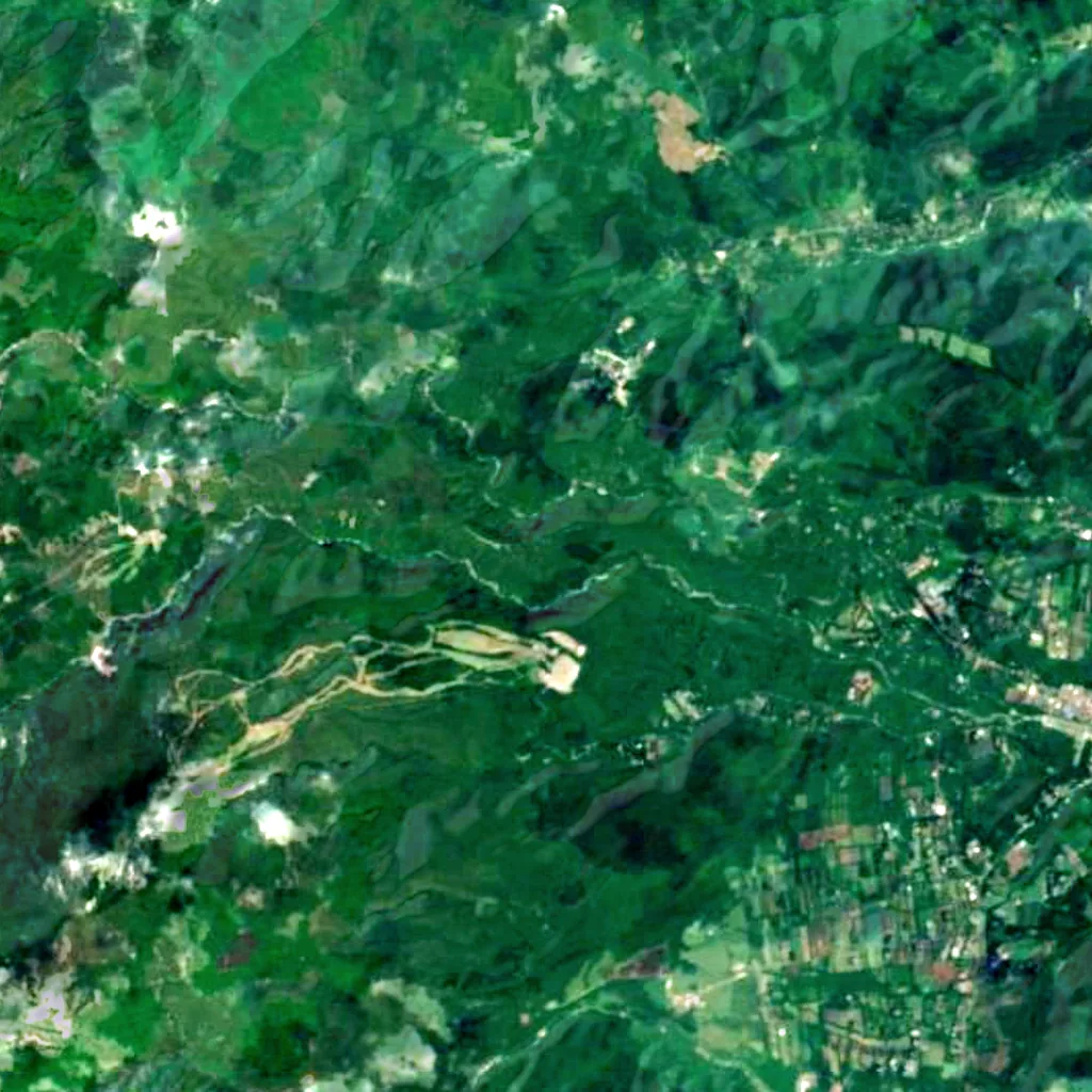 Sankai Falls seen from above (Sentinel-2)