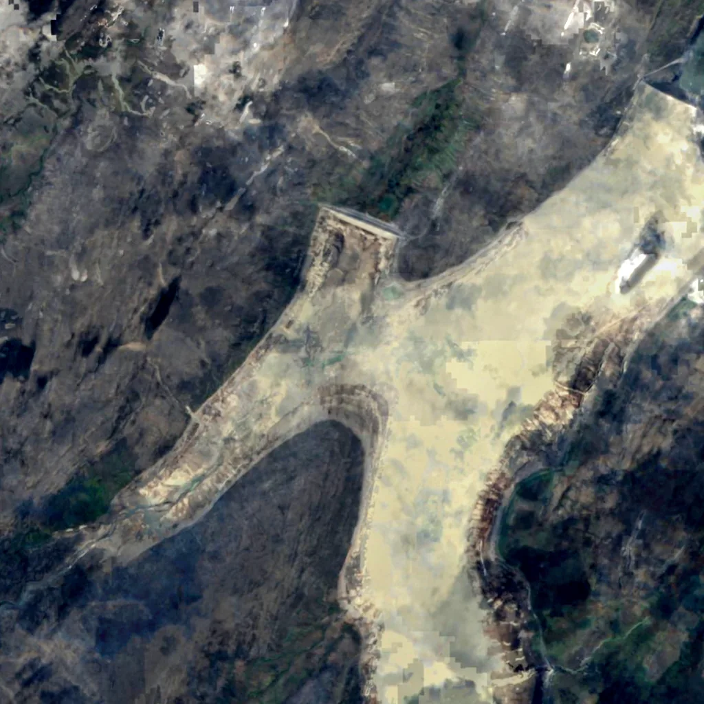 Sauðárfoss seen from above (Sentinel-2)