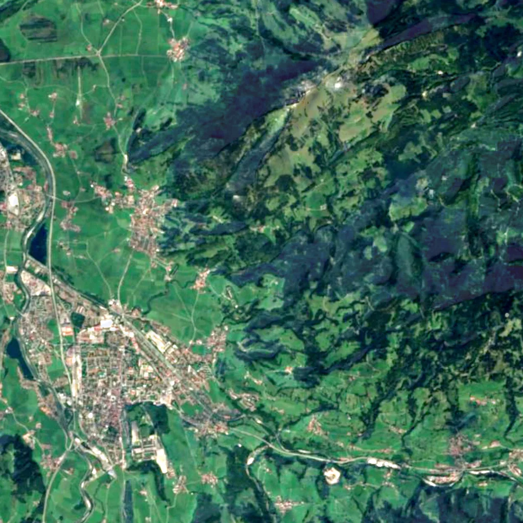 Schleier Falls seen from above (Sentinel-2)